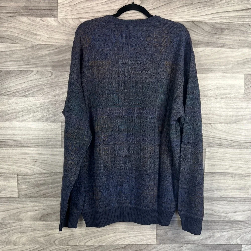 Segreto Sweater Men's XL Navy Blue Cotton Knitted Long Sleeve Crew Neck Pullover
